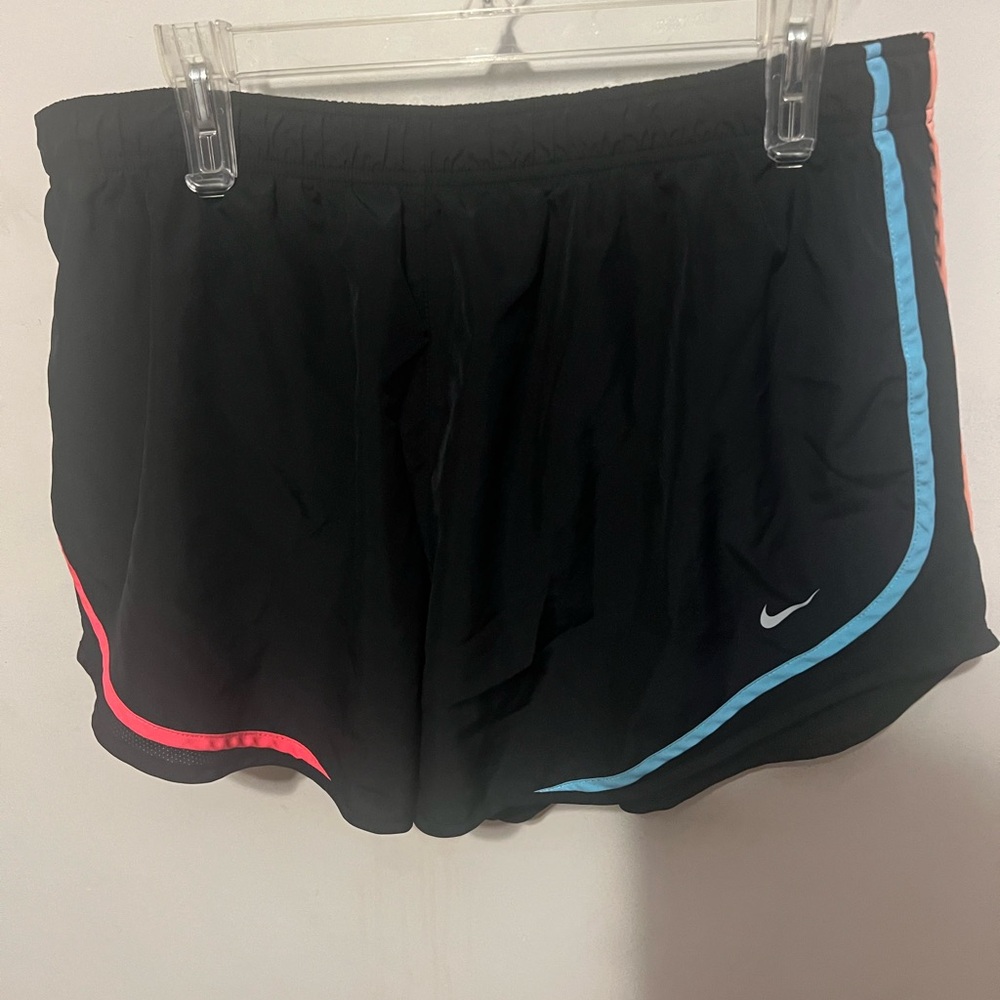 Nike Black Athletic Shorts with Pink and Blue Accents